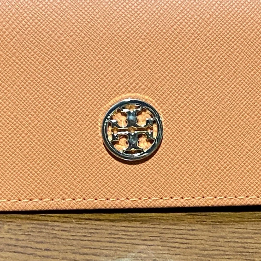 Tory Burch Orange Saffiano Leather Eyeglass‎ Sunglasses Case Double T Logo Snap